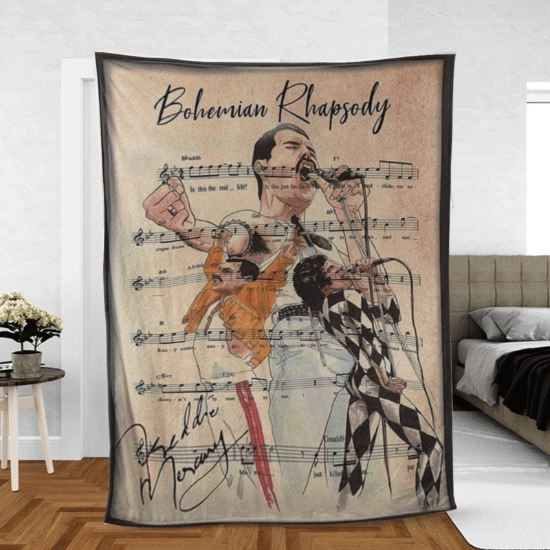 Bohemian Rhapsody Queen Rock Band Gifts LoverBohemian Rhapsody Queen Rock Band Gift For Fan Comfy Sofa Throw Blanket Gift 2