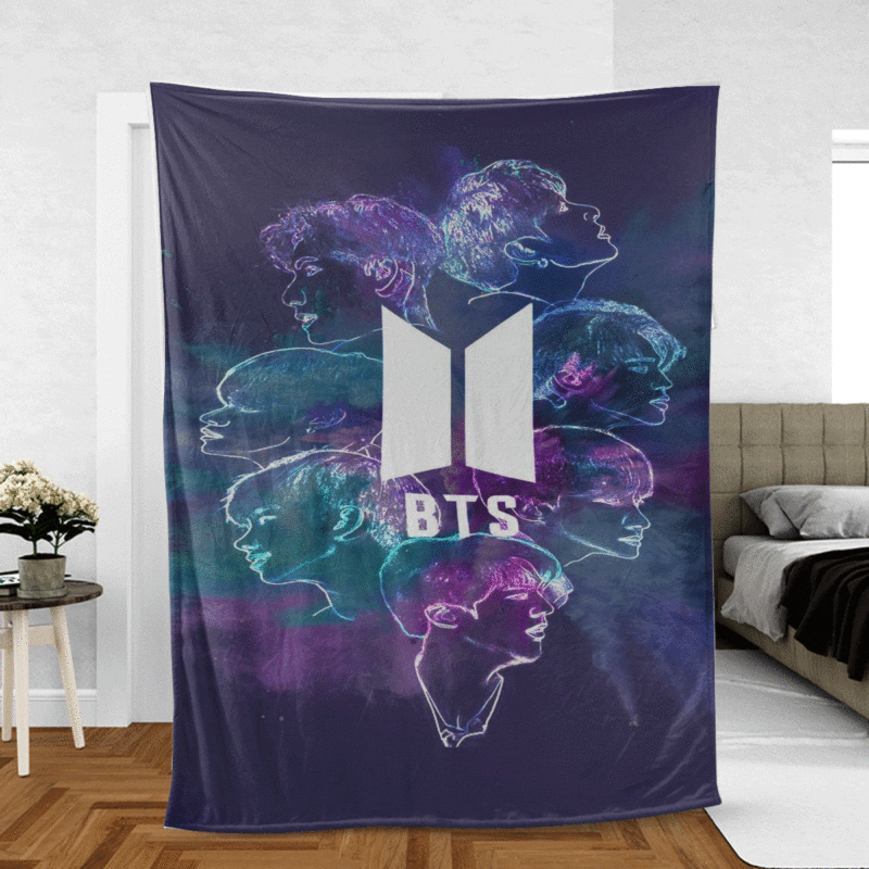 Bts Bt21 Galaxy Album Graphic Gift Fan Comfy Sofa Throw Blanket Gift