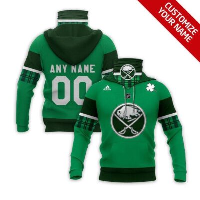 Buffalo Sabres Nhl Ice Hockey Team Logo Green St Patrick Jersey Style Custom Number Name For Sabres Fans Gaiter Hoodie GH0481