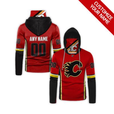 Calgary Flames Nhl Ice Hockey Team Logo Red Jersey Style Custom Number Name For Flames Fans Gaiter Hoodie GH0743