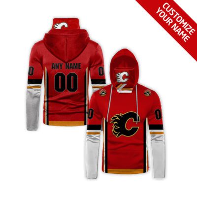 Calgary Flames Nhl Ice Hockey Team Logo Red Jersey Style Custom Number Name For Flames Fans Gaiter Hoodie GH0864