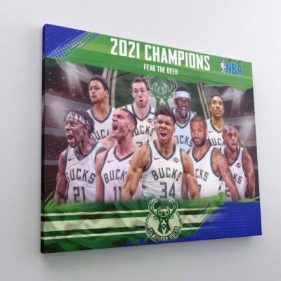 Canvas Print Milwaukee Bucks NBA Champions 2021 Basketball Team Fear The Deer Antetokounmpo Khris Middleton Pj Tucker Brook Lopez Wall Decor 1 Canvas Print Milwaukee Bucks NBA Champions 2021 Basketball Team Fear The Deer Antetokounmpo Khris Middleton Pj Tucker Brook Lopez Wall Decor 1