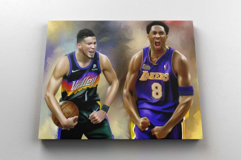 Canvas Prints Devin Booker Kobe Bryant Phoenix Suns Los Angeles Lakers NBA Basketball Player Poster Wall Decor Boys Room 1 scaled