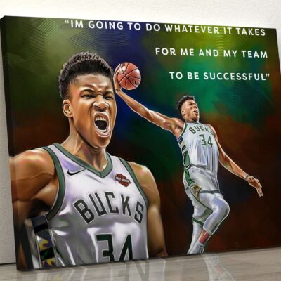 Canvas Prints Giannis Antetokounmpo Basketball Player Poster Wall Decor Milwaukee Bucks Fan Gift Boys Room NBA Art Portrait 1 1 scaled