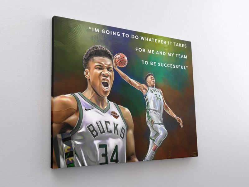 Canvas Prints Giannis Antetokounmpo Basketball Player Poster Wall Decor Milwaukee Bucks Fan Gift Boys Room NBA Art Portrait 2 1 scaled