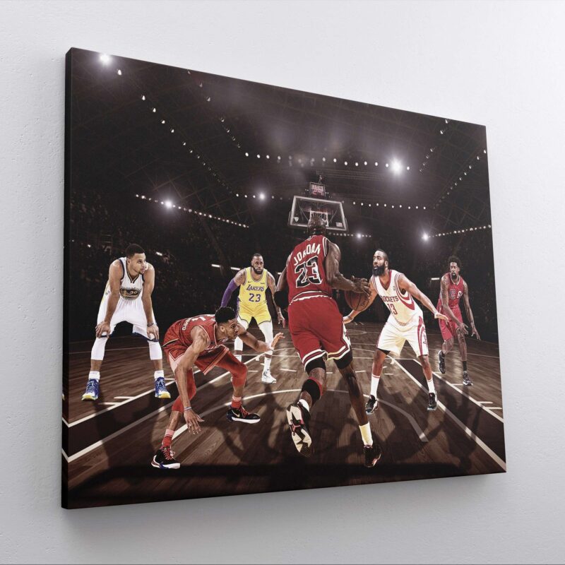 Canvas Prints Michael Jordan Vs Giannis Antetokounmpo King James Harden Steph Curry NBA Players Basketball Mom Wall Decor Boys Room 1