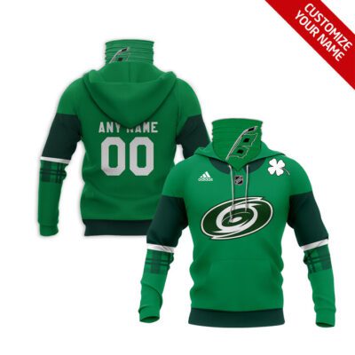 Carolina Hurricanes Nhl Ice Hockey Team Logo Green St Patrick Jersey Style Custom Number Name For Hurricanes Fans Gaiter Hoodie GH0328