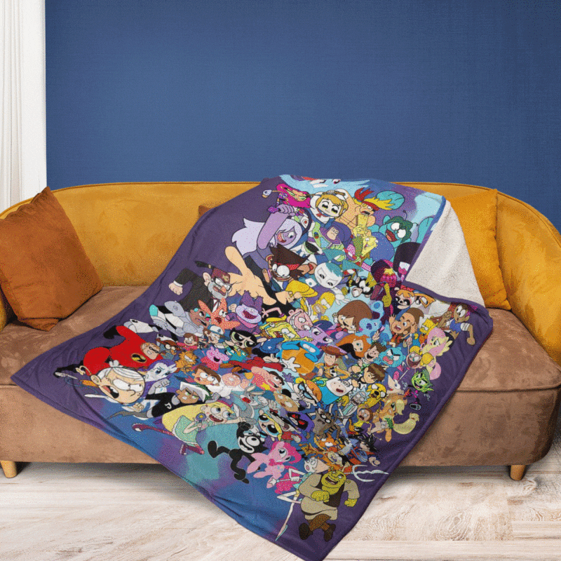 Cartoon Network In The 90s All Characters Gifts LoverCartoon Network Gift For Fan Comfy Sofa Throw Blanket Gift 2