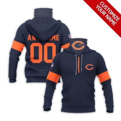 Chicago Bears Nfl American Football Team Logo Navy Jersey Style Custom Number Name For Bears Fans Gaiter Hoodie GH0461