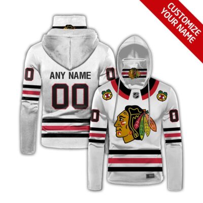Chicago Blackhawks #00 Nhl Team White Jersey Style Custom Number Name For Chicago Blackhawks Fans Gaiter Hoodie GH0630