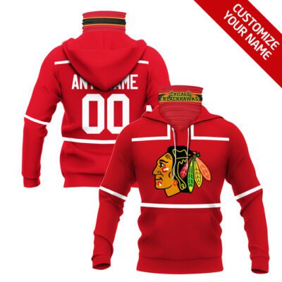 Chicago Blackhawks Nhl Ice Hockey Team Logo Red Jersey Style Custom Number Name For Blackhawks Fans Gaiter Hoodie GH0553