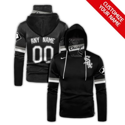 Chicago White Sox #00 3D Personalized Black Jersey Style Custom Number Name For White Sox Fans Gaiter Hoodie GH0496