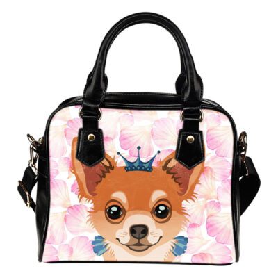 Chihuahua Crown Lady Leather Shoulder Hand Bag SB0062