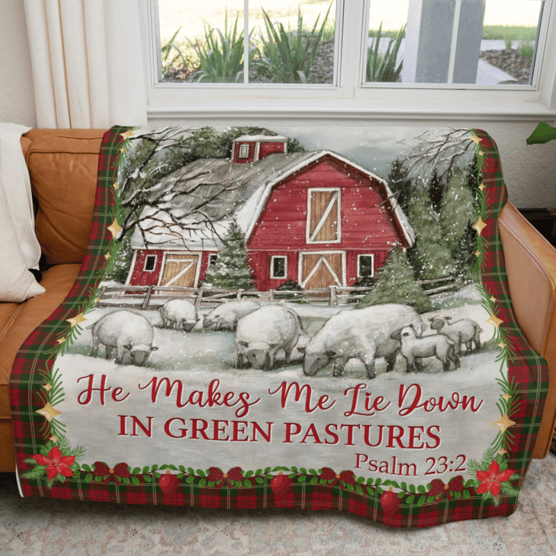 Christmas he makes me lie down goat art Comfy Sofa Throw Blanket Gift
