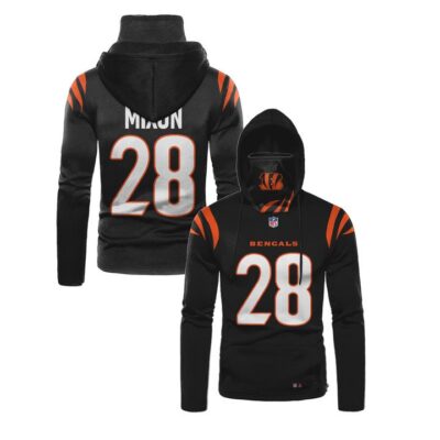Cicinati Bengals Joe Mixon #28 Nfl Super Bowl Champions Black Jersey Style Gift For Bengals And Mixon Fans Gaiter Hoodie GH0576