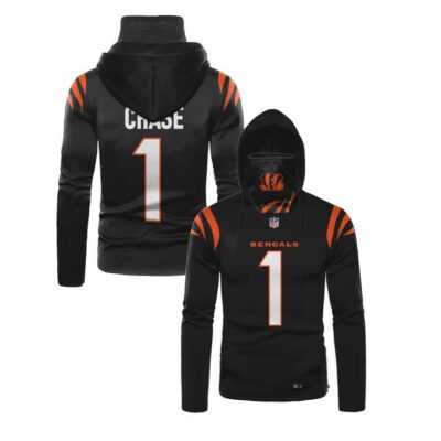 Cincinnati Bengals Ja'Marr Chase #1 Nfl 3D Black Jersey Style Gift For Bengals Fans Gaiter Hoodie GH0730