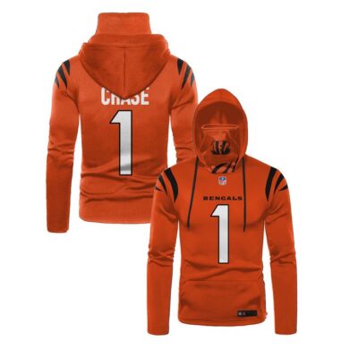 Cincinnati Bengals Ja'Marr Chase #1 Nfl 3D Orange Jersey Style Gift For Bengals Fans Gaiter Hoodie GH0823