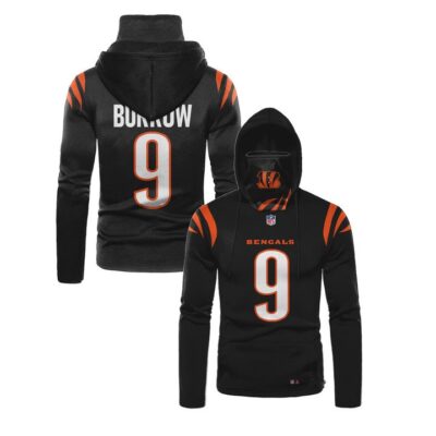 Cincinnati Bengals Joe Burrow #9 Nfl 3D Black Jersey Style Gift For Bengals Fans Gaiter Hoodie GH0933