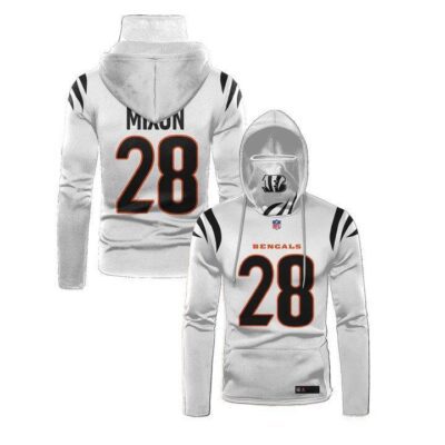 Cincinnati Bengals Joe Mixon #28 Nfl 3D White Jersey Style Gift For Bengals Fans Gaiter Hoodie GH0941