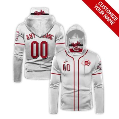 Cincinnati Reds Mlb Baseball Team Logo White Jersey Style Custom Number Name For Reds Fans Gaiter Hoodie GH0881