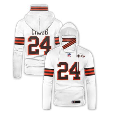 Cleveland Browns Nick Chubb #24 3D White Jersey Style Gift For Browns Fans Gaiter Hoodie GH0902