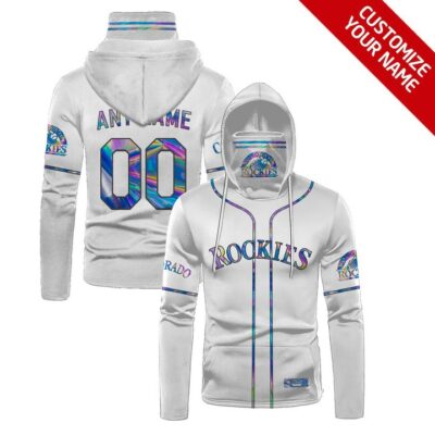 Colorado Rockies #00 3D Personalized White Jersey Style Custom Number Name For Rockies Fans Gaiter Hoodie GH1014