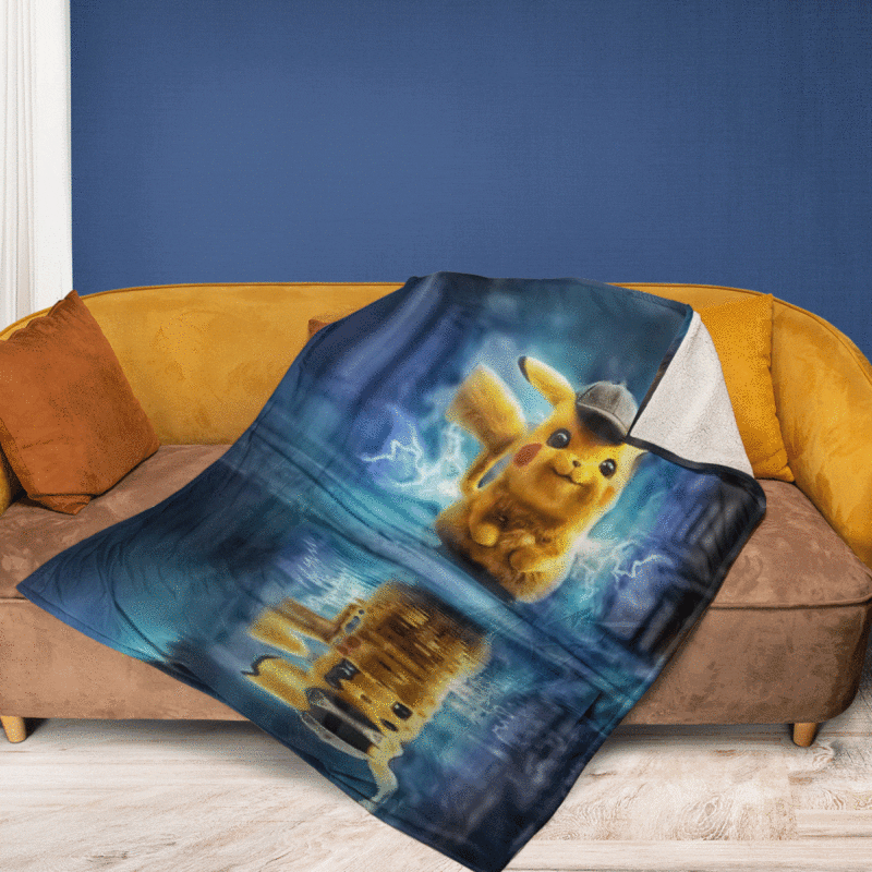 Cool Sleuth Pikachu Pokemon Games Christmas Gifts LoverPikachu Gift For Fan Comfy Sofa Throw Blanket Gift 2