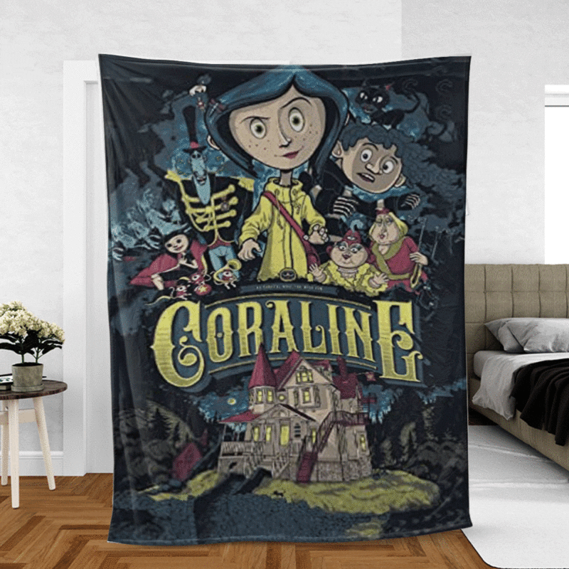 Coraline A Stop motion Animated Dark Fiction Film Christmas Coraline Gift For Fan Comfy Sofa Throw Blanket Gift 2