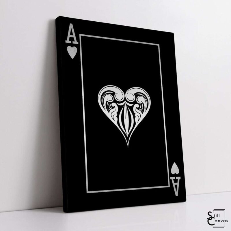 Creative Canvas Art Ace Playing Cards Black amp Silver Texture Fashion Framed Canvas Wall Art Poster Print 1
