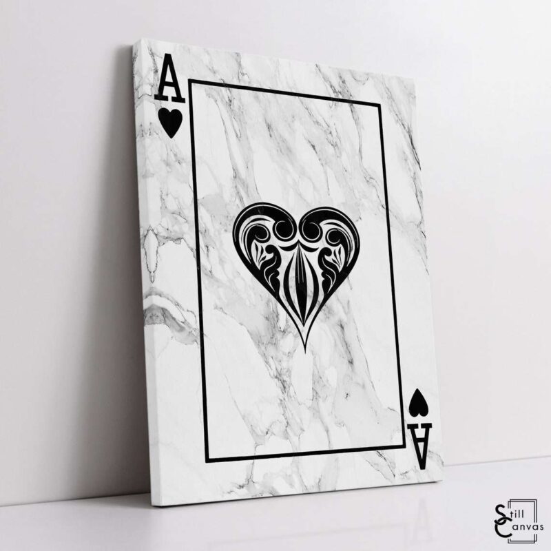 Creative Canvas Art Ace Playing Cards White Marble Texture Fashion Wall Art Framed Canvas Poster Print 1
