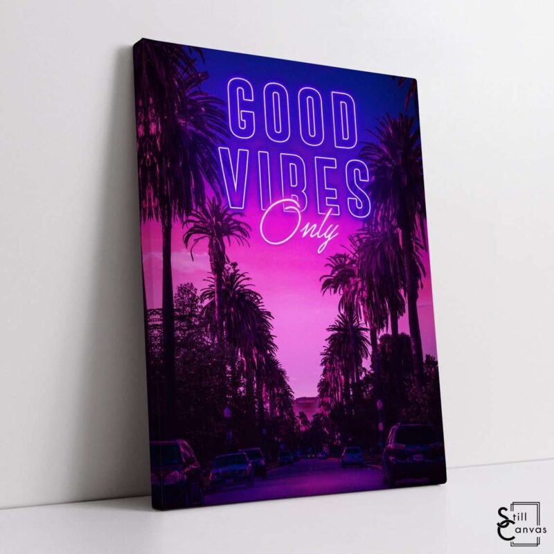 Creative Canvas Art Good Vibes Only Los Angeles Hollywood PurpleBlue Wall Art Framed Canvas Poster Print 1