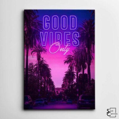 Creative Canvas Art - Good Vibes Only Los Angeles Hollywood Purple/Blue Wall Art Framed Canvas Poster Print 2 Creative Canvas Art Good Vibes Only Los Angeles Hollywood PurpleBlue Wall Art Framed Canvas Poster Print 2