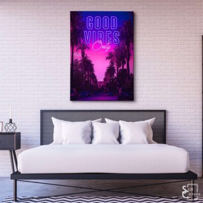 Creative Canvas Art - Good Vibes Only Los Angeles Hollywood Purple/Blue Wall Art Framed Canvas Poster Print 3 Creative Canvas Art Good Vibes Only Los Angeles Hollywood PurpleBlue Wall Art Framed Canvas Poster Print 3