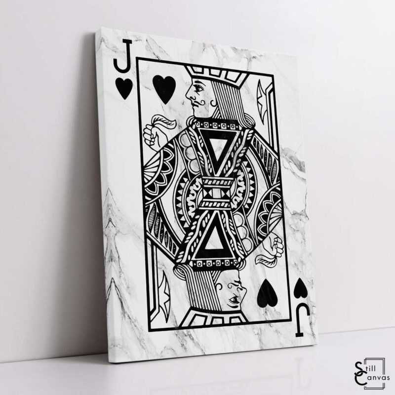Creative Canvas Art Jack Playing Cards White Marble Texture Fashion Wall Art Framed Canvas Poster Print 1