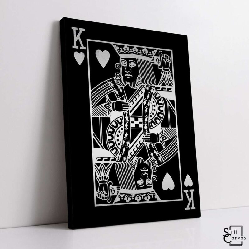 Creative Canvas Art King Playing Cards Black amp Silver Texture Fashion Wall Art Framed Canvas Poster Print 1