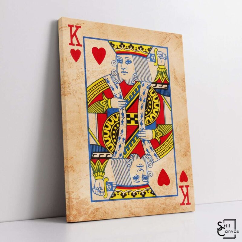 Creative Canvas Art King Playing Cards Coffee Stained Texture Fashion Wall Art Framed Canvas Poster Print 1