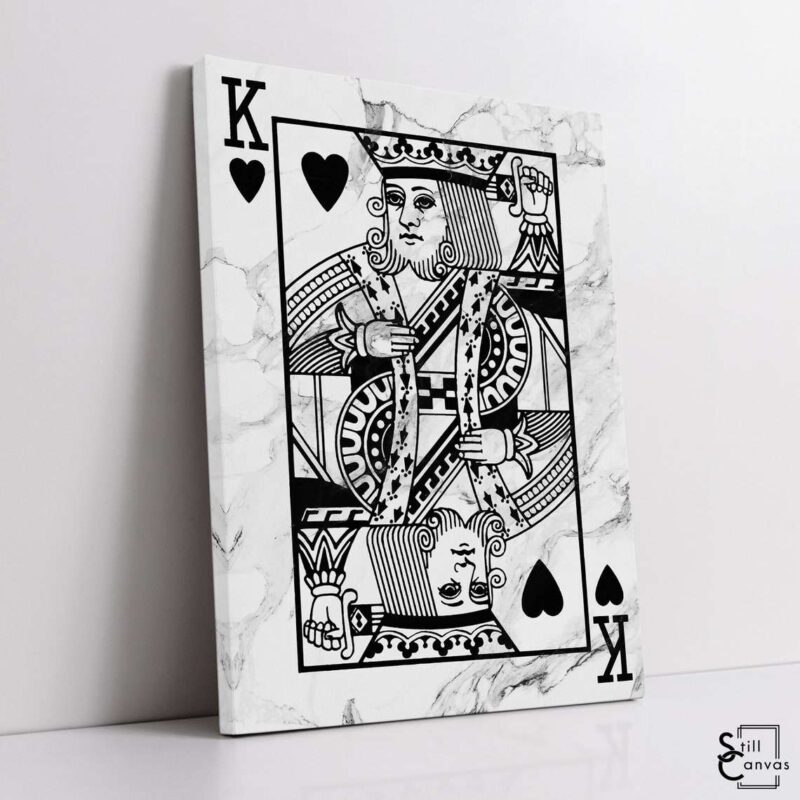 Creative Canvas Art King Playing Cards White Marble Texture Fashion Wall Art Framed Canvas Poster Print 1