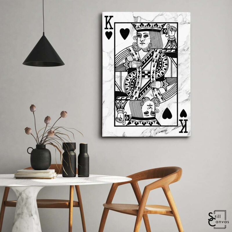 Creative Canvas Art King Playing Cards White Marble Texture Fashion Wall Art Framed Canvas Poster Print 3