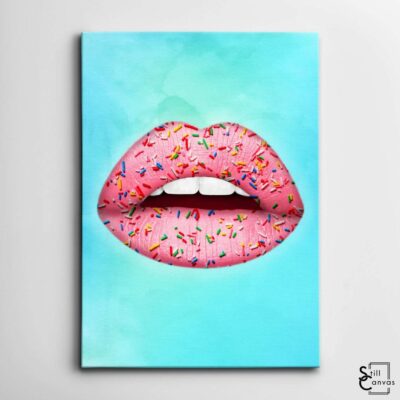 Creative Canvas Art - Lips Design Pink Sprinkles Teeth Kiss Fashion Style Wall Art Framed Canvas Poster Print 2 Creative Canvas Art Lips Design Pink Sprinkles Teeth Kiss Fashion Style Wall Art Framed Canvas Poster Print 2