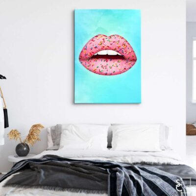 Creative Canvas Art - Lips Design Pink Sprinkles Teeth Kiss Fashion Style Wall Art Framed Canvas Poster Print 3 Creative Canvas Art Lips Design Pink Sprinkles Teeth Kiss Fashion Style Wall Art Framed Canvas Poster Print 3