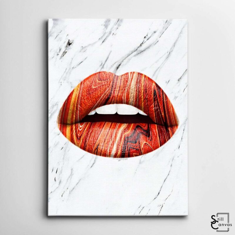 Creative Canvas Art Lips Design Red Paint Flow Teeth Kiss Fashion Style Wall Art Framed Canvas Poster Print 2