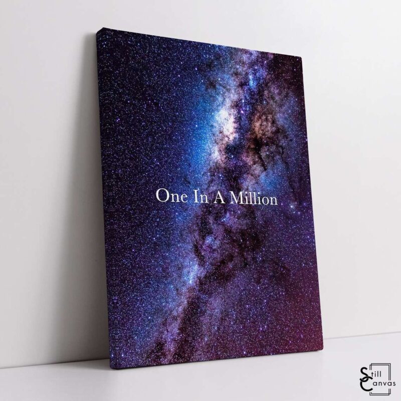Creative Canvas Art One In A Million Galaxy Stars Purple Quote Framed Canvas Wall Art Poster Print 1