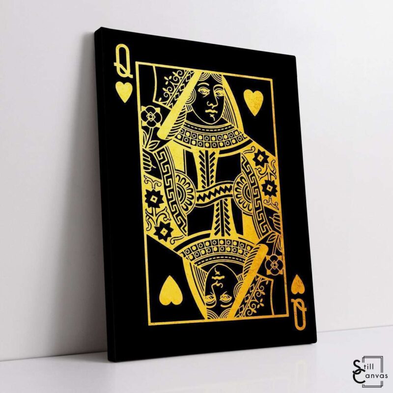 Creative Canvas Art Queen Playing Cards Black amp Gold Texture Fashion Wall Art Framed Canvas Poster Print 1