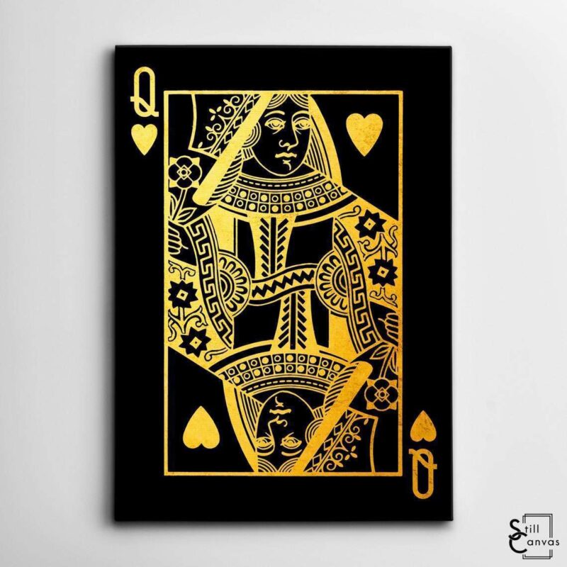 Creative Canvas Art Queen Playing Cards Black amp Gold Texture Fashion Wall Art Framed Canvas Poster Print 2