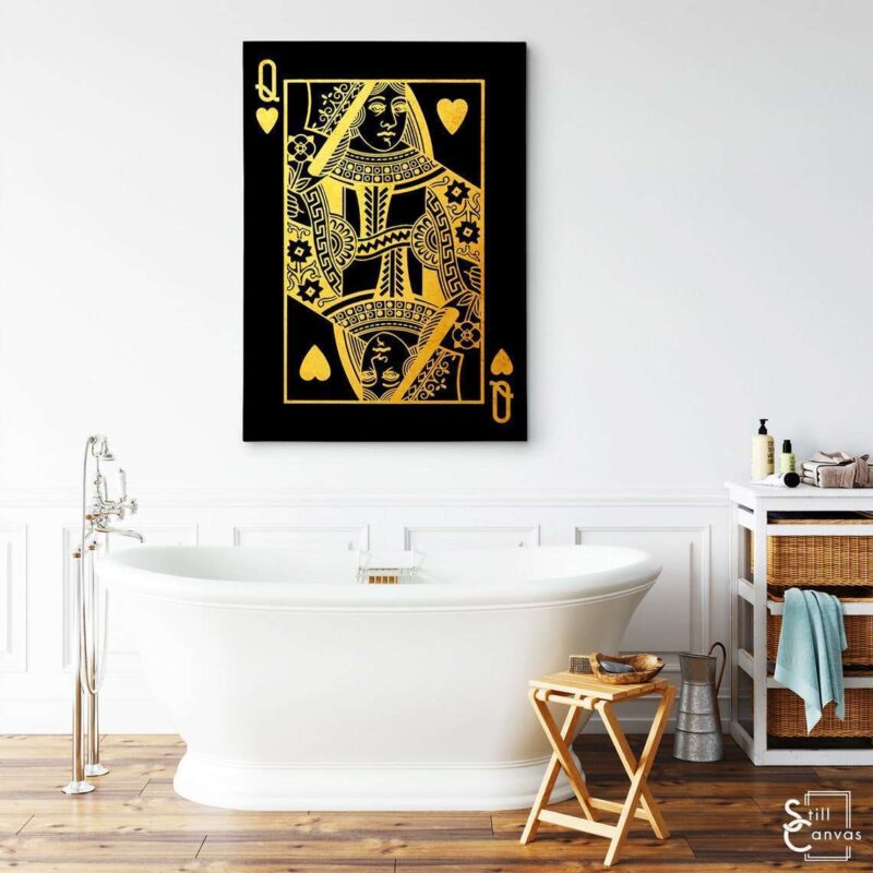 Creative Canvas Art Queen Playing Cards Black amp Gold Texture Fashion Wall Art Framed Canvas Poster Print 3