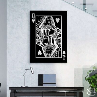Creative Canvas Art - Queen Playing Cards Black & Silver Texture Fashion Wall Art Framed Canvas Poster Print 3 Creative Canvas Art Queen Playing Cards Black amp Silver Texture Fashion Wall Art Framed Canvas Poster Print 3