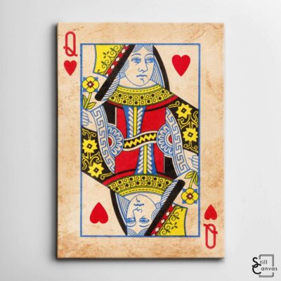 Creative Canvas Art - Queen Playing Cards Coffee Stained Texture Fashion Wall Art Framed Canvas Poster Print 2 Creative Canvas Art Queen Playing Cards Coffee Stained Texture Fashion Wall Art Framed Canvas Poster Print 2