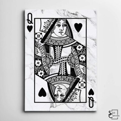 Creative Canvas Art - Queen Playing Cards White Marble Texture Fashion Wall Art Framed Canvas Poster Print 2 Creative Canvas Art Queen Playing Cards White Marble Texture Fashion Wall Art Framed Canvas Poster Print 2