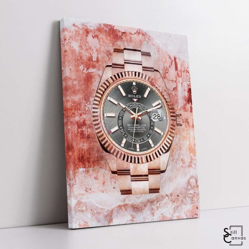 Creative Canvas Art Rolex Rose Gold Watch Fashion Pink Luxury Wall Art Framed Canvas Poster Print 1