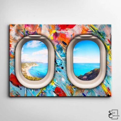 Creative Canvas Art - Window Seat Painting Splatter Travel World Just Go Wall Art Framed Canvas Poster Print 2 Creative Canvas Art Window Seat Painting Splatter Travel World Just Go Wall Art Framed Canvas Poster Print 2